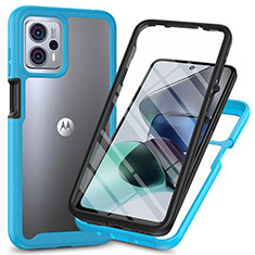 Custodia Silicone Trasparente Laterale 360 Gradi Cover ZJ3 per Motorola Moto G13 Cielo Blu