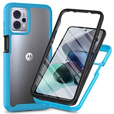 Custodia Silicone Trasparente Laterale 360 Gradi Cover ZJ3 per Motorola Moto G23 Cielo Blu