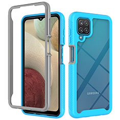 Custodia Silicone Trasparente Laterale 360 Gradi Cover ZJ3 per Samsung Galaxy A12 5G Cielo Blu