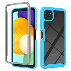 Custodia Silicone Trasparente Laterale 360 Gradi Cover ZJ3 per Samsung Galaxy A22 5G Cielo Blu