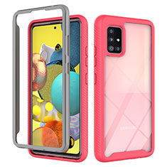 Custodia Silicone Trasparente Laterale 360 Gradi Cover ZJ3 per Samsung Galaxy A51 4G Rosa Caldo