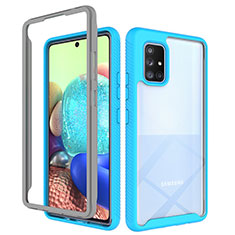 Custodia Silicone Trasparente Laterale 360 Gradi Cover ZJ3 per Samsung Galaxy A71 4G A715 Cielo Blu