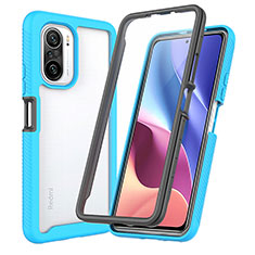 Custodia Silicone Trasparente Laterale 360 Gradi Cover ZJ3 per Xiaomi Redmi K40 Pro 5G Cielo Blu