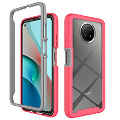 Custodia Silicone Trasparente Laterale 360 Gradi Cover ZJ3 per Xiaomi Redmi Note 9T 5G Rosa Caldo