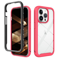 Custodia Silicone Trasparente Laterale 360 Gradi Cover ZJ4 per Apple iPhone 14 Pro Max Rosa Caldo