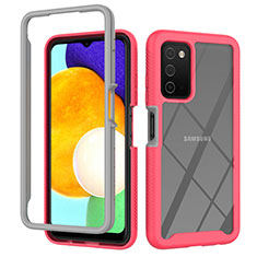 Custodia Silicone Trasparente Laterale 360 Gradi Cover ZJ4 per Samsung Galaxy M02s Rosa Caldo