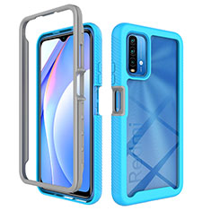 Custodia Silicone Trasparente Laterale 360 Gradi Cover ZJ4 per Xiaomi Redmi 9 Power Cielo Blu