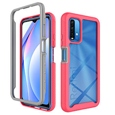 Custodia Silicone Trasparente Laterale 360 Gradi Cover ZJ4 per Xiaomi Redmi 9 Power Rosa Caldo