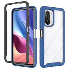 Custodia Silicone Trasparente Laterale 360 Gradi Cover ZJ4 per Xiaomi Redmi K40 Pro+ Plus 5G Blu