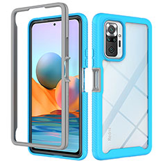 Custodia Silicone Trasparente Laterale 360 Gradi Cover ZJ4 per Xiaomi Redmi Note 10 Pro Max Cielo Blu