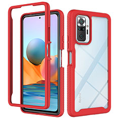 Custodia Silicone Trasparente Laterale 360 Gradi Cover ZJ4 per Xiaomi Redmi Note 10 Pro Max Rosso