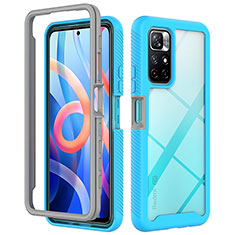 Custodia Silicone Trasparente Laterale 360 Gradi Cover ZJ4 per Xiaomi Redmi Note 11 5G Cielo Blu