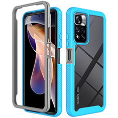 Custodia Silicone Trasparente Laterale 360 Gradi Cover ZJ4 per Xiaomi Redmi Note 11 Pro+ Plus 5G Cielo Blu