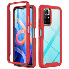 Custodia Silicone Trasparente Laterale 360 Gradi Cover ZJ4 per Xiaomi Redmi Note 11T 5G Rosso