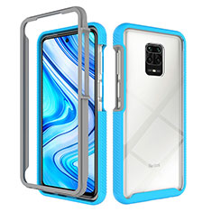 Custodia Silicone Trasparente Laterale 360 Gradi Cover ZJ4 per Xiaomi Redmi Note 9 Pro Max Cielo Blu