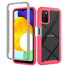 Custodia Silicone Trasparente Laterale 360 Gradi Cover ZJ5 per Samsung Galaxy A03s Rosa Caldo