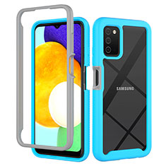 Custodia Silicone Trasparente Laterale 360 Gradi Cover ZJ5 per Samsung Galaxy F02S SM-E025F Cielo Blu