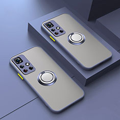 Custodia Silicone Trasparente Laterale con Magnetico Anello Supporto T01 per Xiaomi Mi 11i 5G (2022) Grigio Lavanda