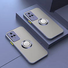Custodia Silicone Trasparente Laterale con Magnetico Anello Supporto T01 per Xiaomi Poco F4 GT 5G Grigio Lavanda