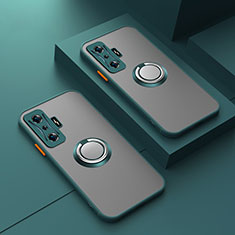 Custodia Silicone Trasparente Laterale con Magnetico Anello Supporto T01 per Xiaomi Poco F4 GT 5G Verde