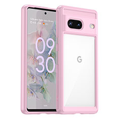 Custodia Silicone Trasparente Laterale Cover J01S per Google Pixel 7 5G Rosa