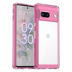 Custodia Silicone Trasparente Laterale Cover J01S per Google Pixel 7 5G Rosa Caldo