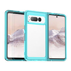 Custodia Silicone Trasparente Laterale Cover J01S per Google Pixel Fold 5G Blu