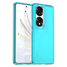 Custodia Silicone Trasparente Laterale Cover J01S per Huawei Honor 70 Pro+ Plus 5G Blu