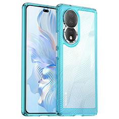 Custodia Silicone Trasparente Laterale Cover J01S per Huawei Honor 80 5G Blu