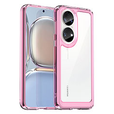 Custodia Silicone Trasparente Laterale Cover J01S per Huawei P50 Rosa Caldo