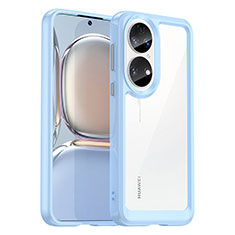 Custodia Silicone Trasparente Laterale Cover J01S per Huawei P50e Cielo Blu