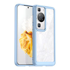 Custodia Silicone Trasparente Laterale Cover J01S per Huawei P60 Pro Cielo Blu