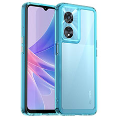 Custodia Silicone Trasparente Laterale Cover J01S per Oppo A1 Pro 5G Ciano