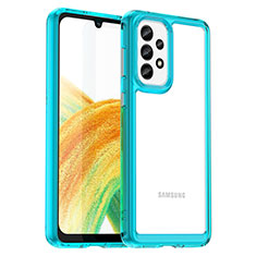 Custodia Silicone Trasparente Laterale Cover J01S per Samsung Galaxy A33 5G Ciano