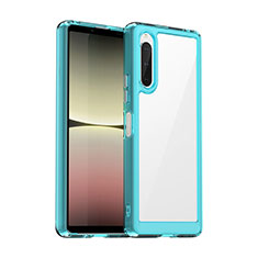 Custodia Silicone Trasparente Laterale Cover J01S per Sony Xperia 10 V Ciano