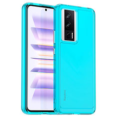 Custodia Silicone Trasparente Laterale Cover J01S per Xiaomi Redmi K60 5G Cielo Blu