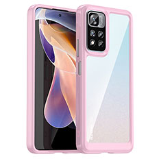 Custodia Silicone Trasparente Laterale Cover J01S per Xiaomi Redmi Note 11 Pro+ Plus 5G Rosa