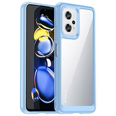 Custodia Silicone Trasparente Laterale Cover J01S per Xiaomi Redmi Note 11T Pro 5G Blu