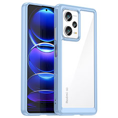 Custodia Silicone Trasparente Laterale Cover J01S per Xiaomi Redmi Note 12 Pro+ Plus 5G Blu