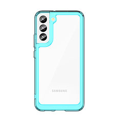 Custodia Silicone Trasparente Laterale Cover M03 per Samsung Galaxy S22 Plus 5G Ciano