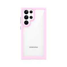 Custodia Silicone Trasparente Laterale Cover M03 per Samsung Galaxy S22 Ultra 5G Rosa