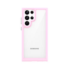 Custodia Silicone Trasparente Laterale Cover M03 per Samsung Galaxy S23 Ultra 5G Rosa