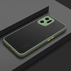 Custodia Silicone Trasparente Laterale Cover per Oppo Find X5 Pro 5G Verde Militare