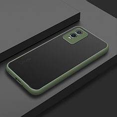 Custodia Silicone Trasparente Laterale Cover per Vivo Y74s 5G Verde Militare