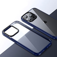 Custodia Silicone Trasparente Laterale Cover QC2 per Apple iPhone 14 Pro Blu