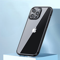 Custodia Silicone Trasparente Laterale Cover QC3 per Apple iPhone 13 Pro Nero