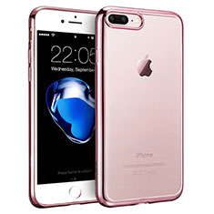 Custodia Silicone Trasparente Laterale T01 per Apple iPhone 7 Plus Rosa