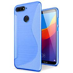 Custodia Silicone Trasparente Morbida S-Line Cover per Huawei Enjoy 8e Blu
