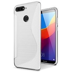 Custodia Silicone Trasparente Morbida S-Line Cover per Huawei Y6 (2018) Bianco