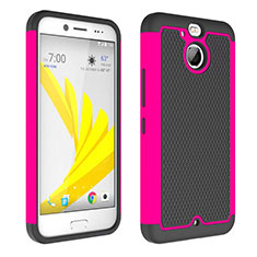 Custodia Silicone Trasparente Opaca Laterale per HTC Bolt Rosa Caldo